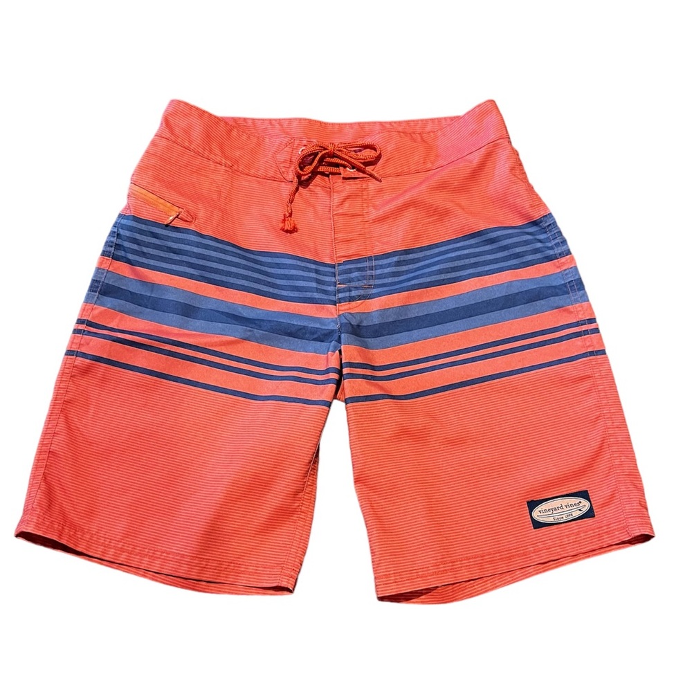Vineyard Vines Men’s Red and Blue Stripe Swim Shorts Size 28